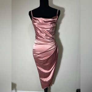 Elegant Pink Satiny Dress